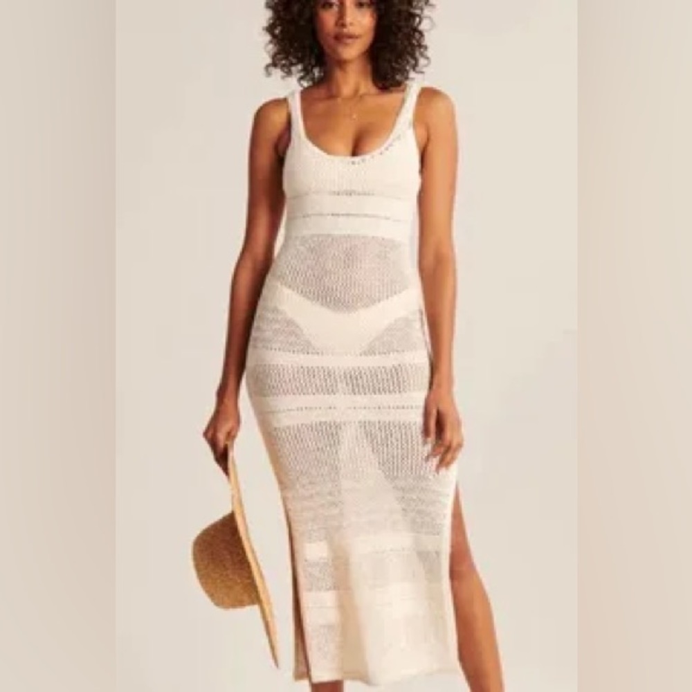 🩷NWT Abercrombie Crochet Sweater Midi Dress